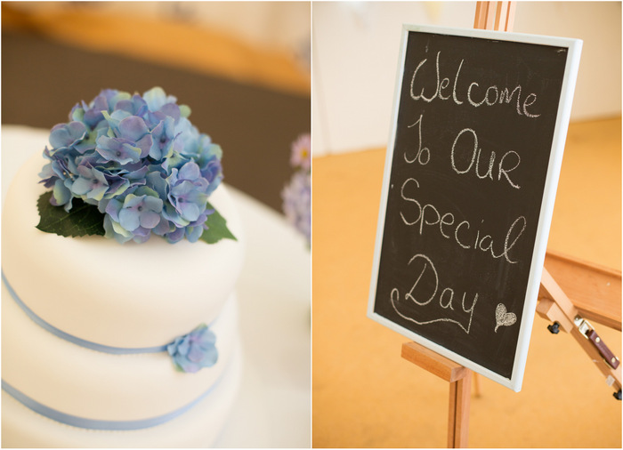 blue wedding cake white